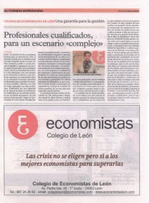 El Colegio de Economistas de León en el especial de Colegios Profesionales de La Nueva Crónica